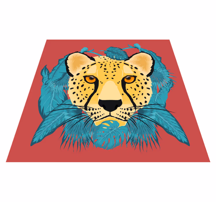 Tapis vinyle animal portrait de chat sauvage - TenStickers