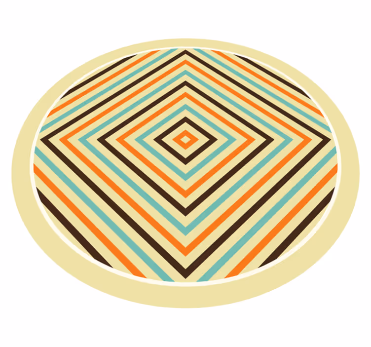 Tapis vinyle rond vinylee vintage orange et bleu - TenStickers