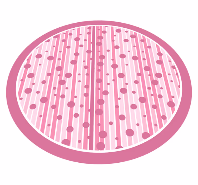 Tapis vinyle chambre bébé pois rayés roses - TenStickers