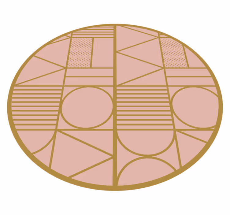 Tapis vinyle rond Formes géométriques dorées et roses - TenStickers