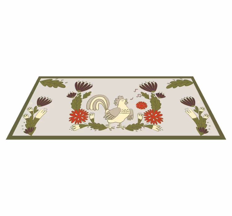 Tapis vinyle animal charmant coq fleuri - TenStickers