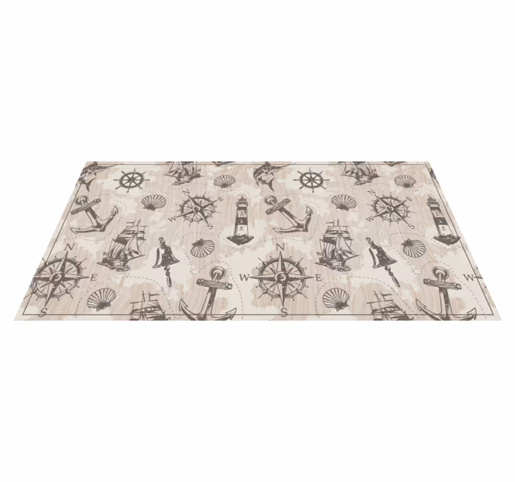 Tapis vinyle Ancres sur motif de planches bois - TenStickers