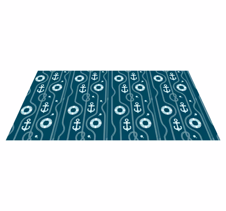 Tapis vinyle salle de bain ancre nautique bleue - TenStickers