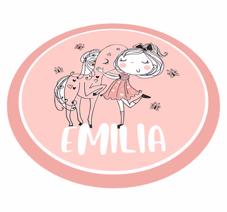 Tapis vinyle avec nom Amour de cheval de princesse - TenStickers