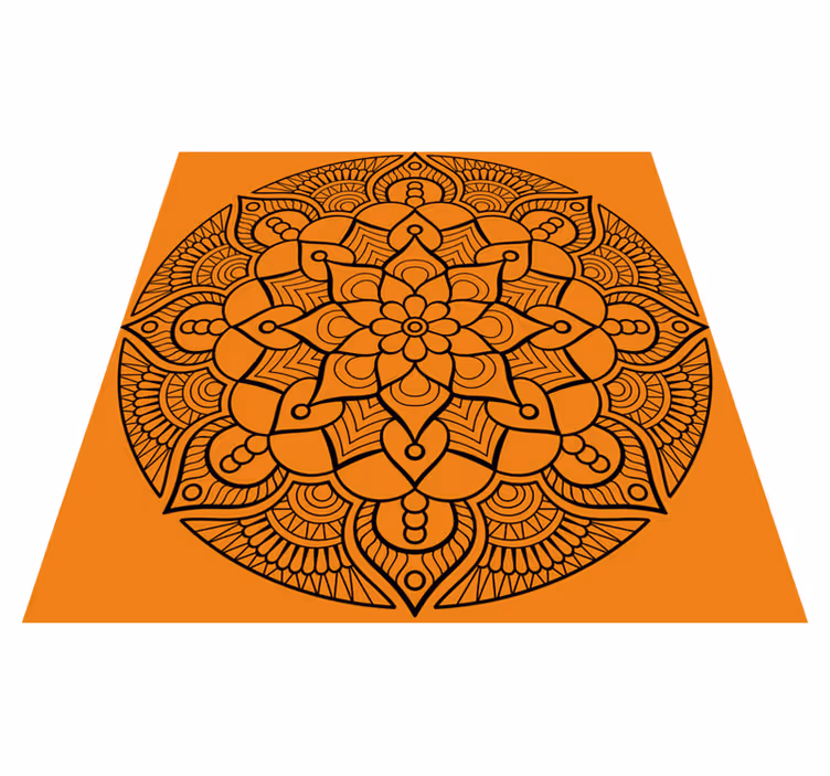Tapis vinyle ethnique vinyle floral orange - TenStickers