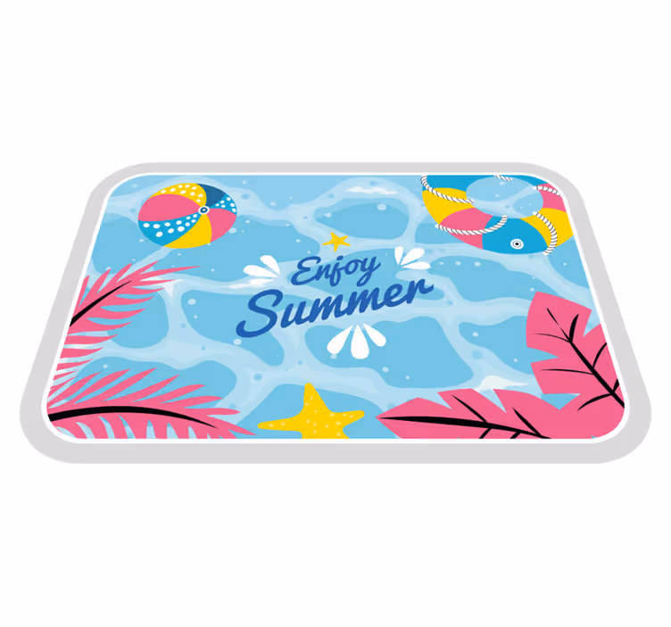 Tapis vinyle design eau de mer et jeux de plage - TenStickers