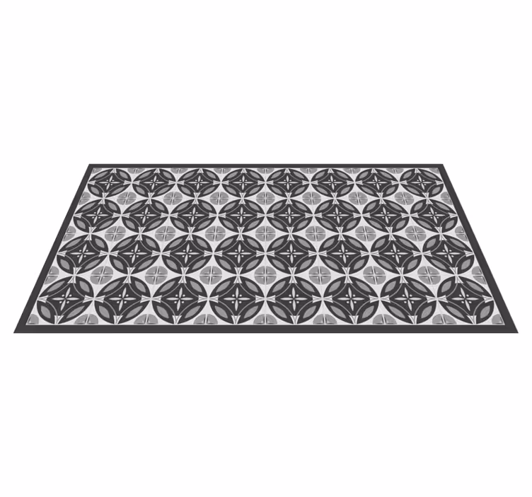 Tapis vinyle gris et blanc aux formes douces - TenStickers