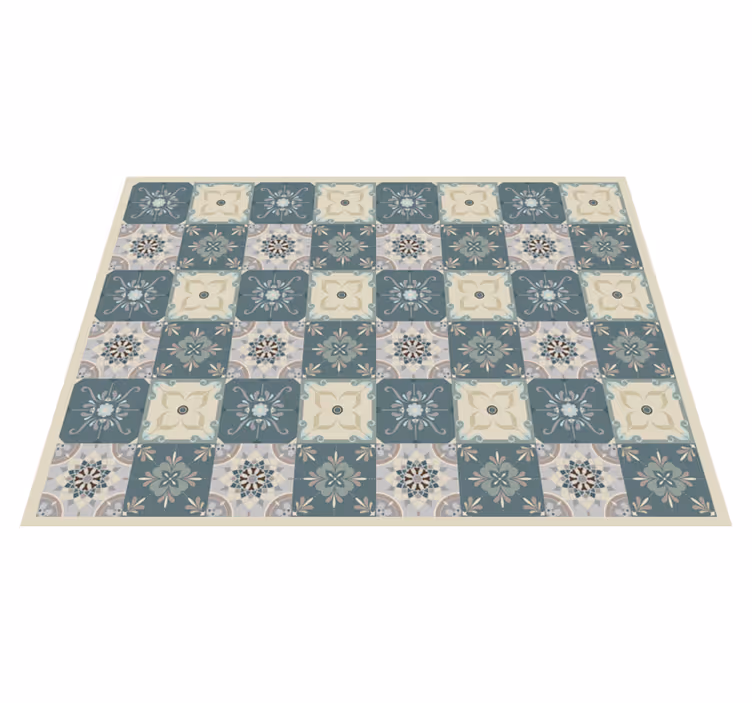 Tapis mosaique vinyle motif floral en mosaïque - TenStickers