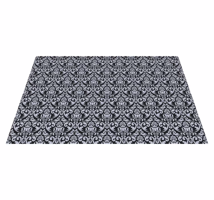 Tapis vinyle mosaïque baroque grise et noire - TenStickers