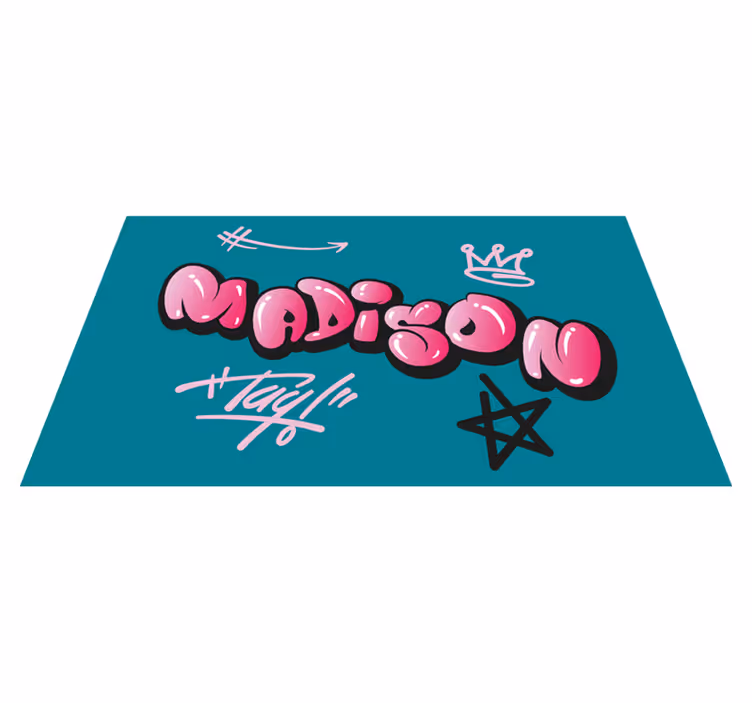 Tapis vinyle ado graffiti rose avec nom - TenStickers