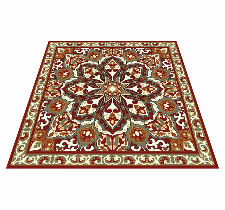 Tapis vinyle motif Design ethnique floral artisanal - TenStickers
