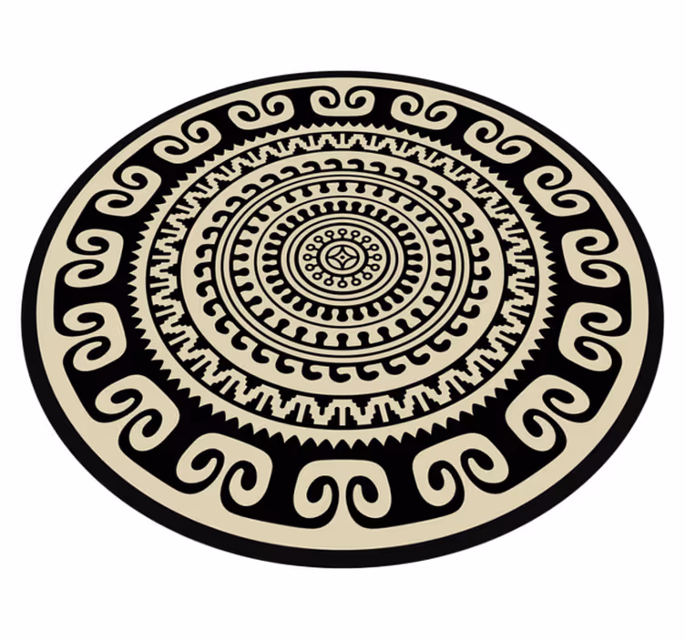 Tapis vinyle motif Imitation fibre ethnique beige et noir - TenStickers