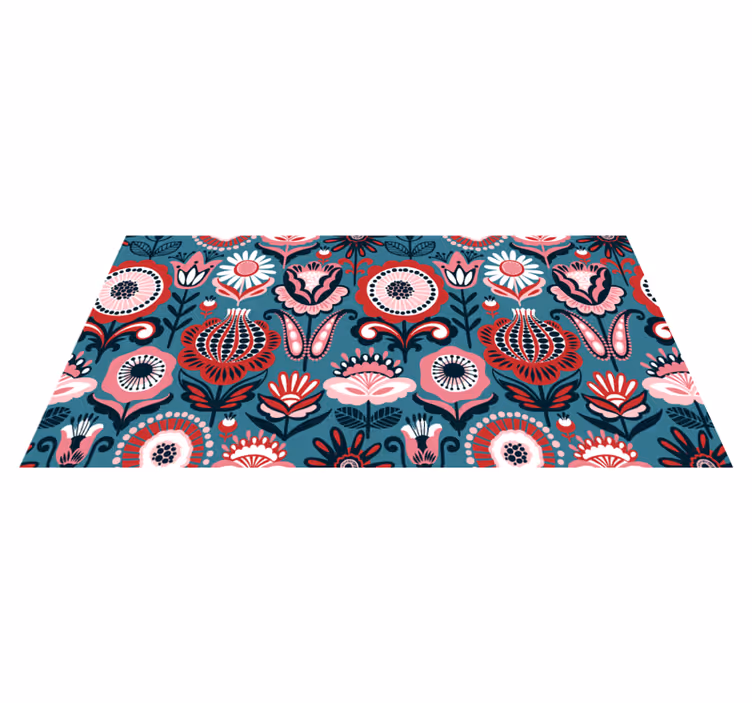 Tapis vinyle fleurs et plantes motif ethnique scandinave - TenStickers