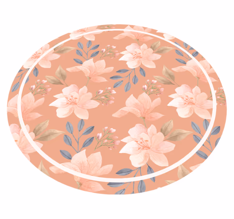 Tapis vinyle fleurs et plantes motif floral pêche - TenStickers