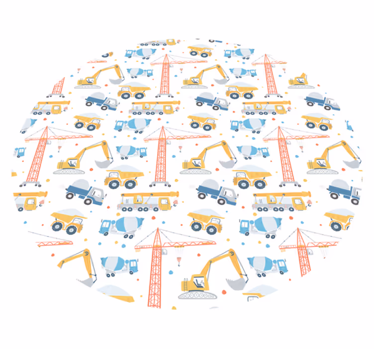 Tapis vinyle pour enfants Véhicules de construction de couleur pa - TenStickers