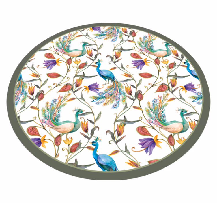 Tapis vinyle fleurs et plantes fleurs de paon magnifiques - TenStickers