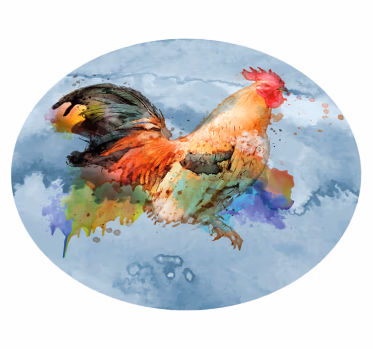 Tapis vinyle animal coq coloré éclaboussant - TenStickers