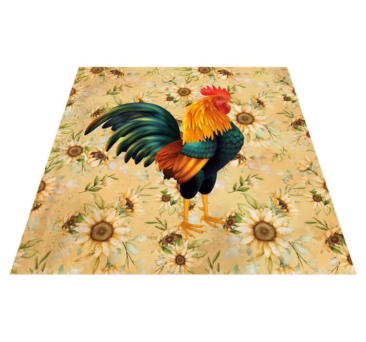 Tapis vinyle fleurs et plantes coq porud - TenStickers