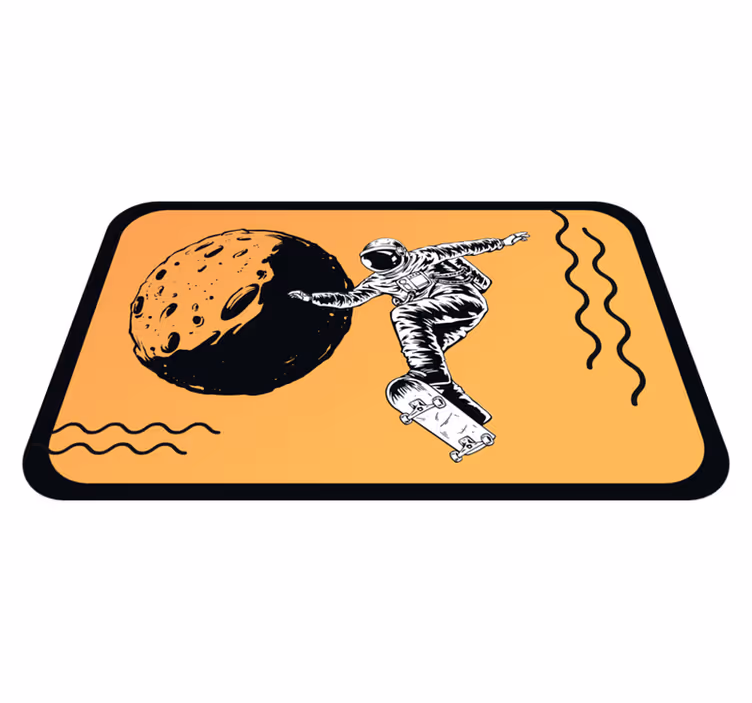 Tapis vinyle chambre Skateboard astronaute dessiné à la main - TenStickers