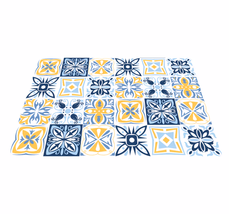 Tapis vinyle carreaux vinyle immitation sud bleu - TenStickers
