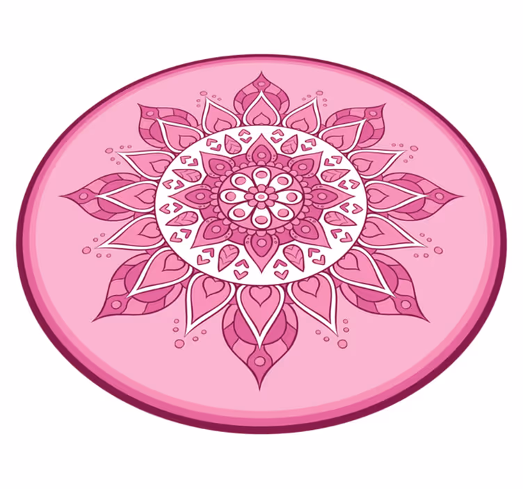 Tapis vinyle mandala méditation florale rose - TenStickers