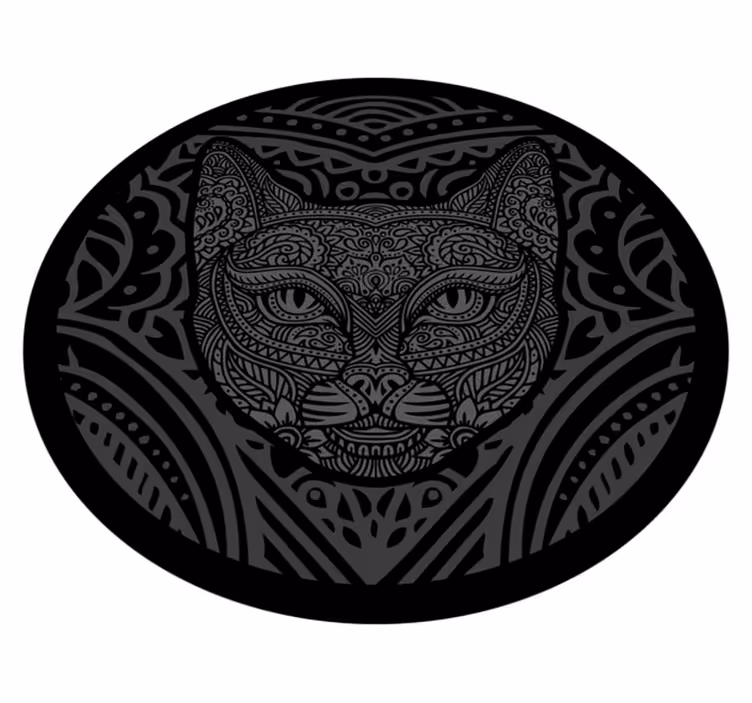 Tapis vinyle animal visage de chat noir - TenStickers