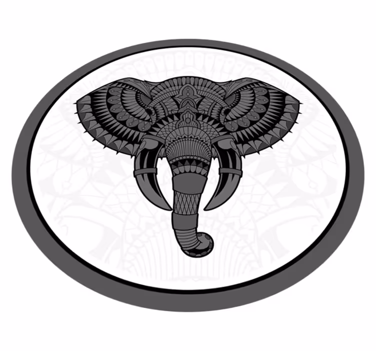 Tapis vinyle animal mandala gris éléphant - TenStickers