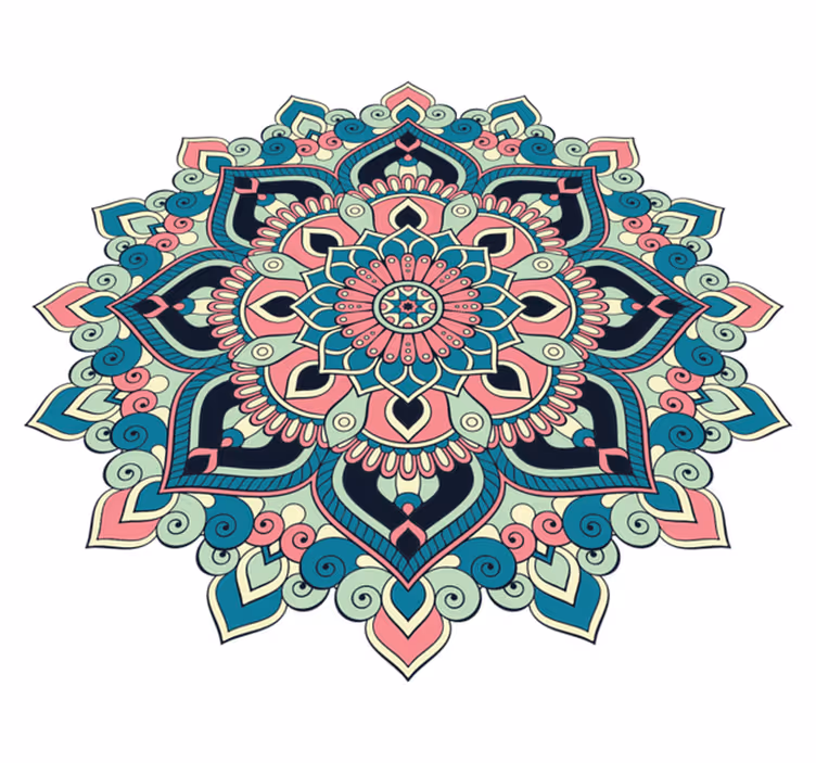 Tapis vinyle mandala élément floral coloré - TenStickers