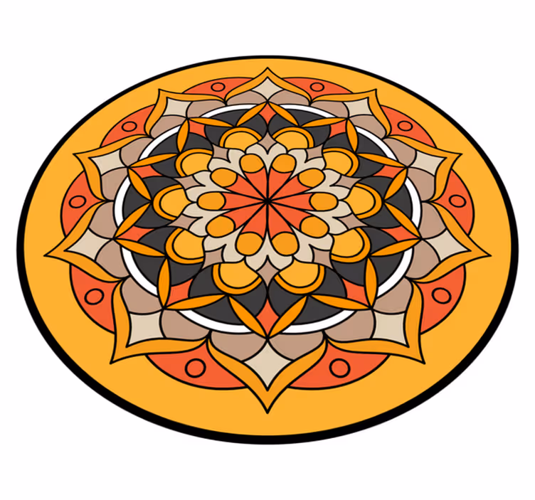 Tapis vinyle rond élément de mandala vibrant - TenStickers