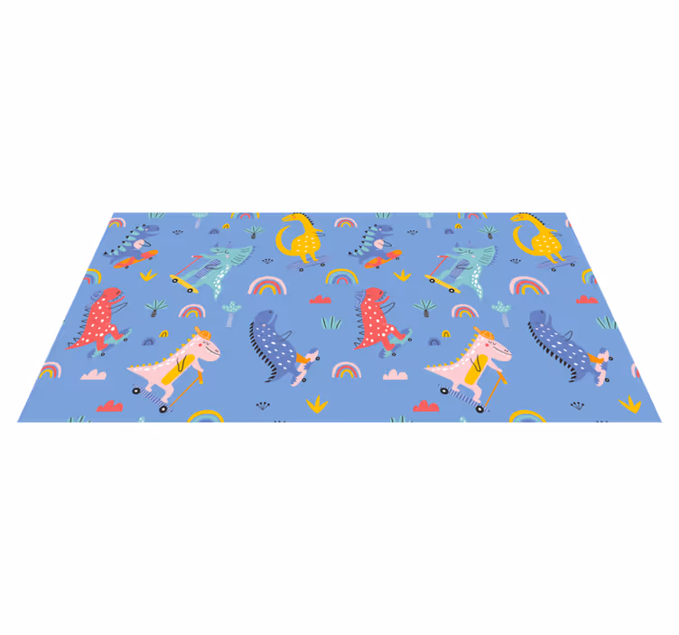 Tapis vinyle pour enfants Dinosaures patineurs mignons - TenStickers