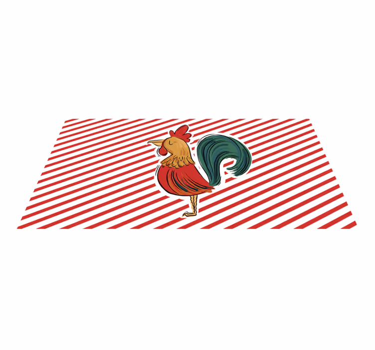 Tapis vinyle animal œuvre d'art colorée représentant un coq - TenStickers