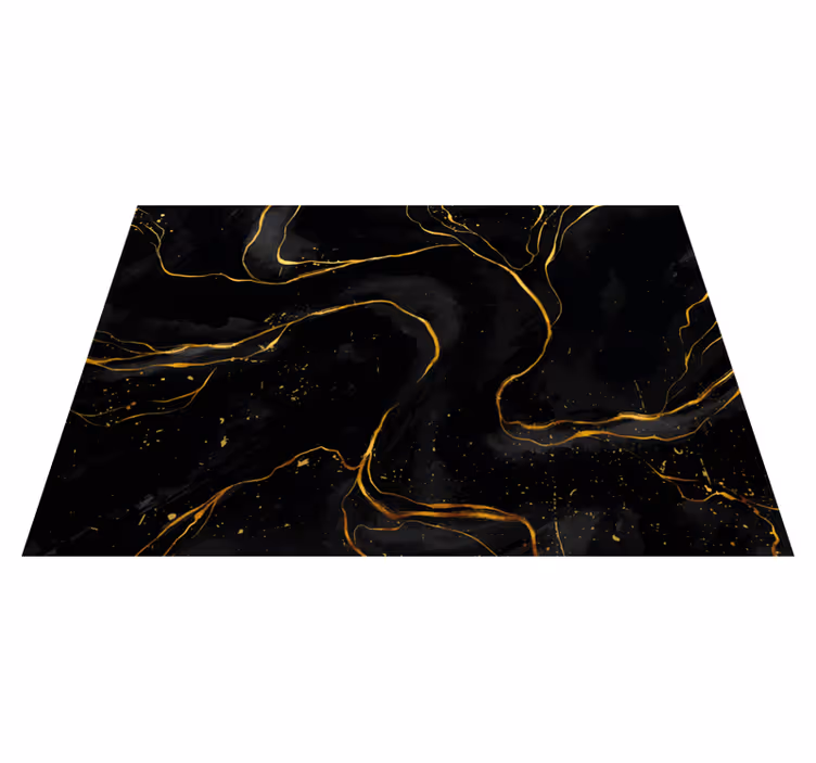 Tapis vinyle rectangulaire Marbre noir et doré - TenStickers