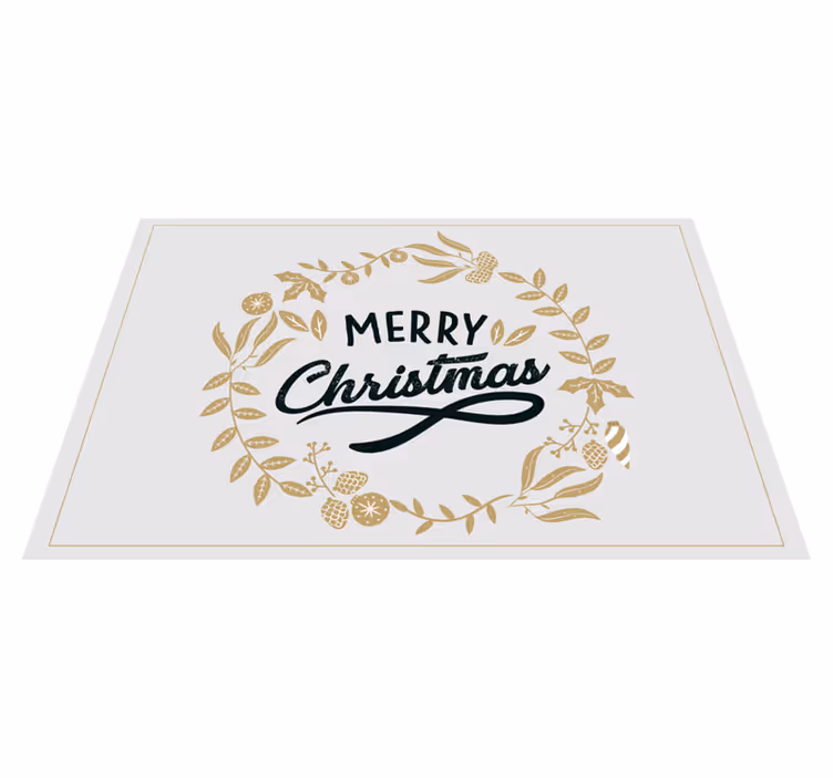 Tapis vinyle noël joyeuse salutation dorée - TenStickers
