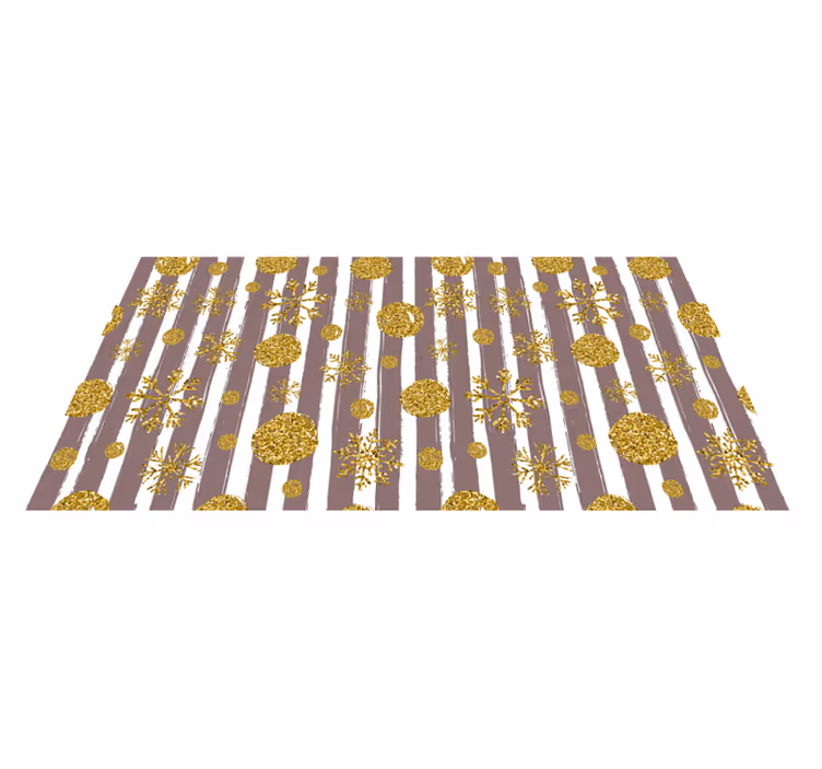 Tapis vinyle salon Flocons de neige dorés et rayures - TenStickers