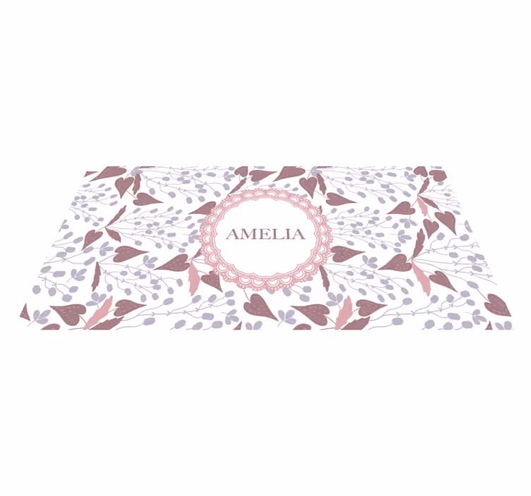 Tapis vinyle avec nom vinylee de fleurs vintage pastel - TenStickers