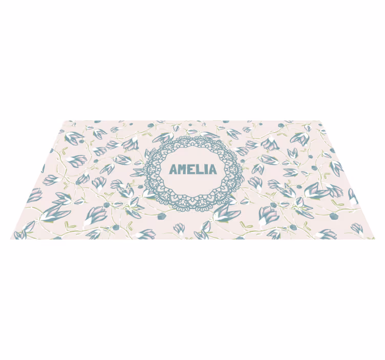 Tapis vinyle chambre motif floral avec nom - TenStickers