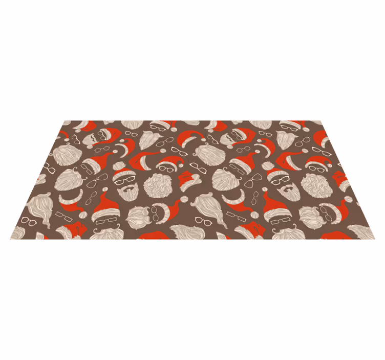 Tapis vinyle noël motif visages du père noël - TenStickers