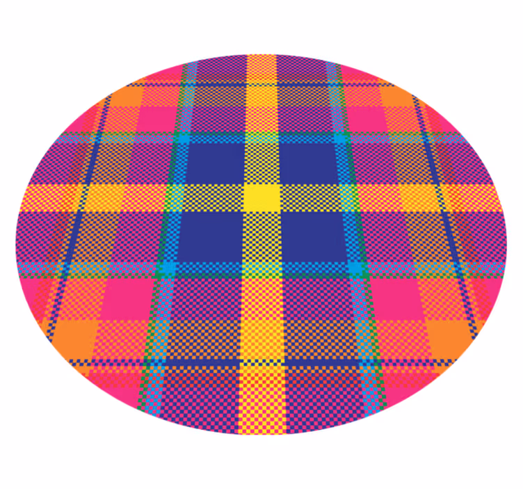 Tapis vinyle rond vinylee vichy coloré - TenStickers