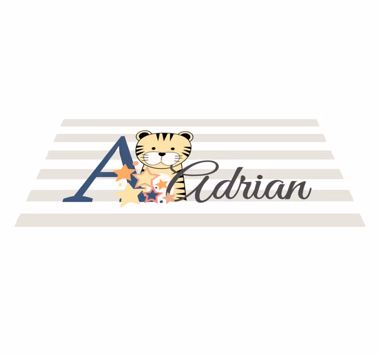Tapis vinyle chambre bébé tigre rayé pour bébé avec prénom - TenStickers