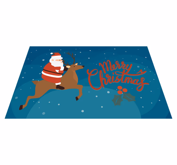 Tapis vinyle noël père noël sur renne - TenStickers