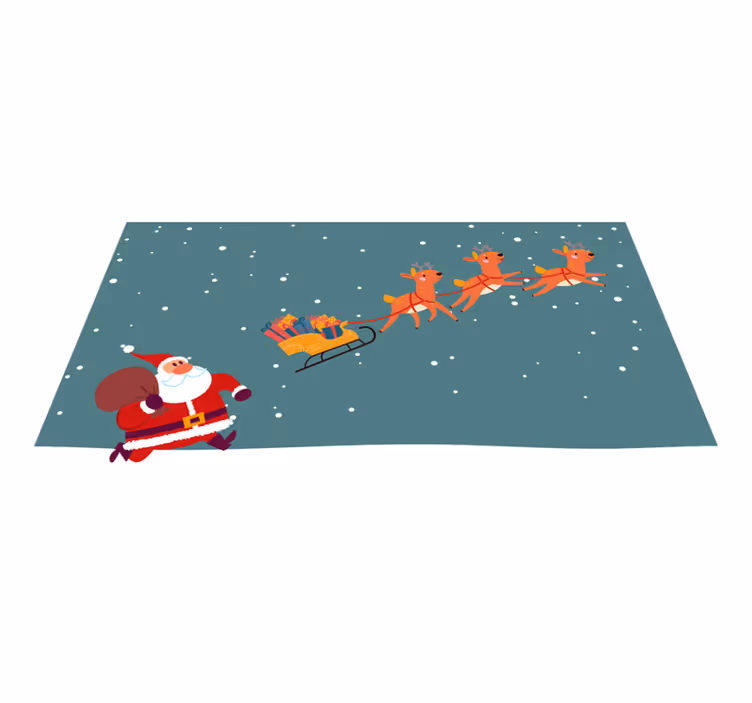 Tapis vinyle noël le voyage du traîneau du père noël - TenStickers