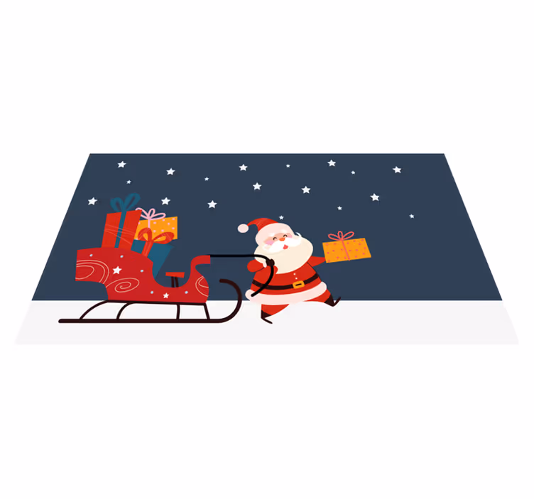 Tapis vinyle noël le joyeux traîneau du vieux barbu - TenStickers