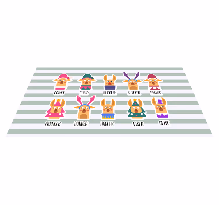Tapis vinyle noël collection de personnages de rennes - TenStickers