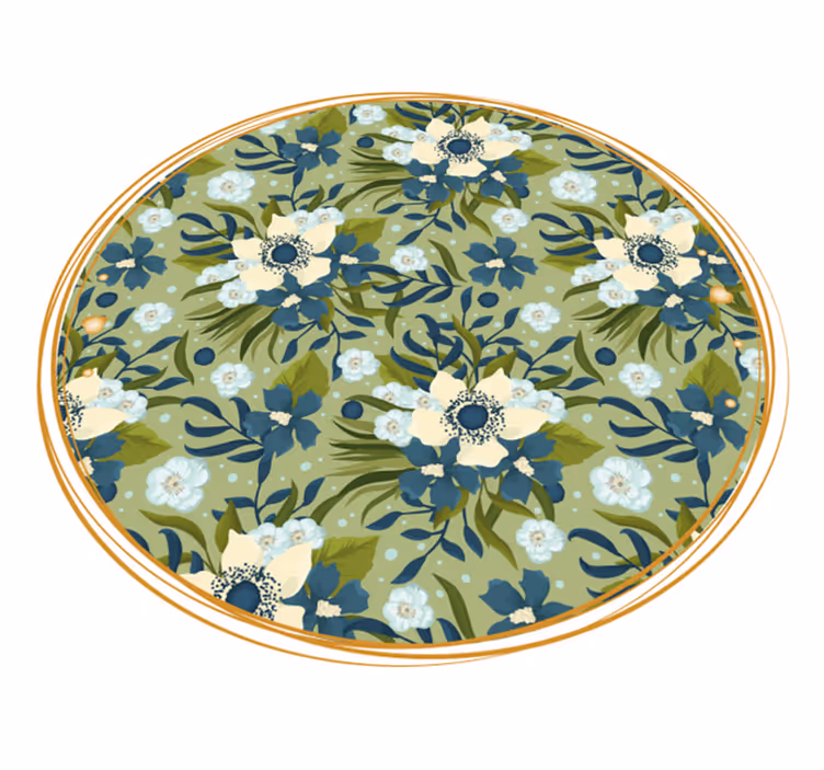Tapis vinyle fleurs et plantes motif rond et florissant - TenStickers