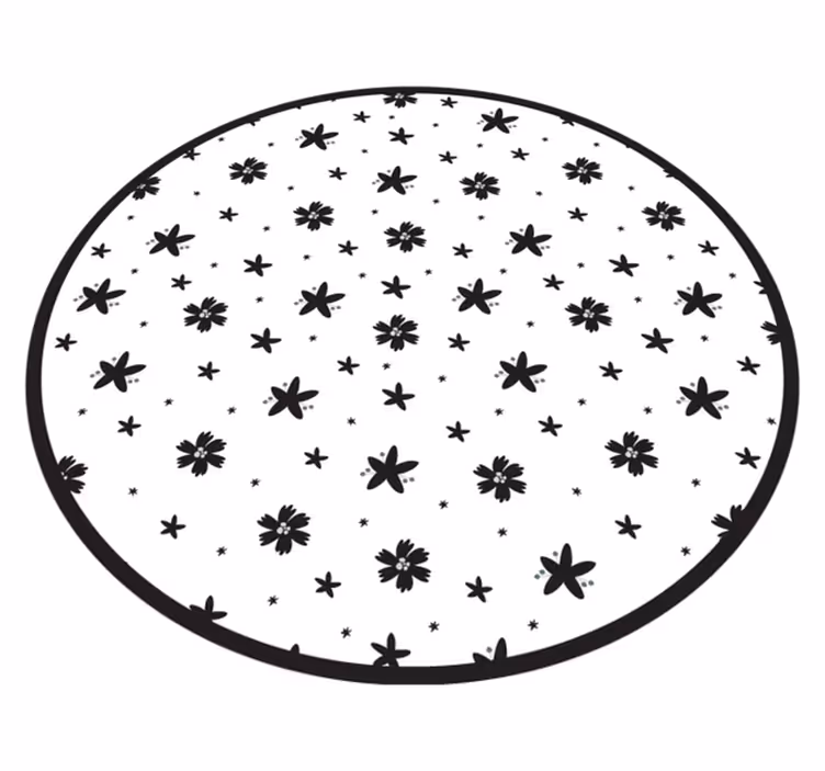 Tapis vinyle rond Encre noir et blanc - TenStickers