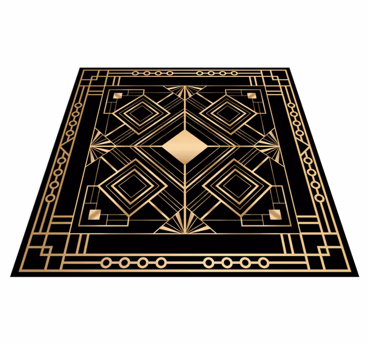 Tapis vinyle geometrique vinyle déco noir et doré d'art moderne - TenStickers