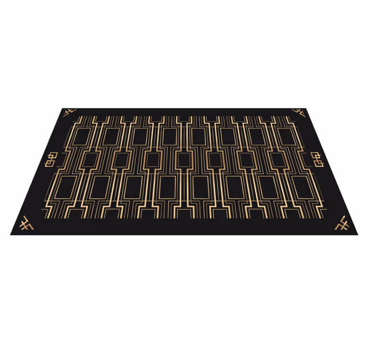 Tapis vinyle geometrique vinyle déco doré et noir - TenStickers