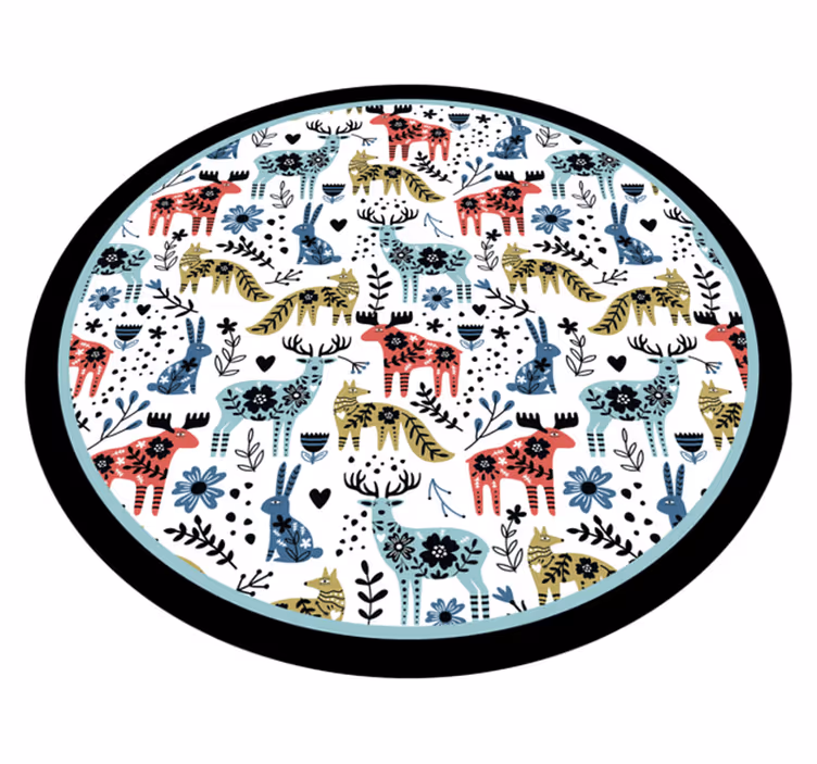 Tapis vinyle pour enfants Beau renne et renard - TenStickers