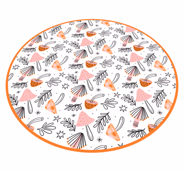 Tapis vinyle salon Modèle de champignon avec des couleurs simples - TenStickers