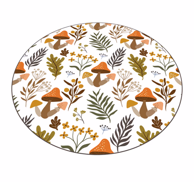 Tapis vinyle fleurs et plantes ravissant motif de champignon - TenStickers